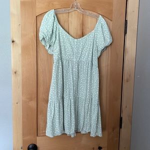 XXL mint green and white floral midi dress